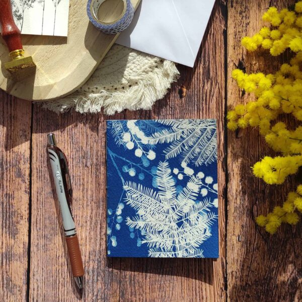 Collection de carnets cyanotype mimosa, édition limitée